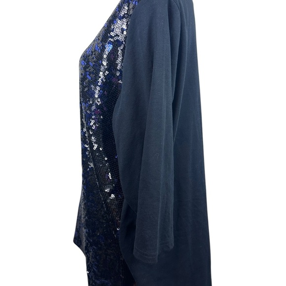 ⭐️ Host Pick ⭐️Quacker Factory black and blue sequined top size 1X - Picture 5 of 10